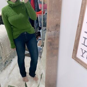 Faded Glory green knit turtleneck sweater size medium